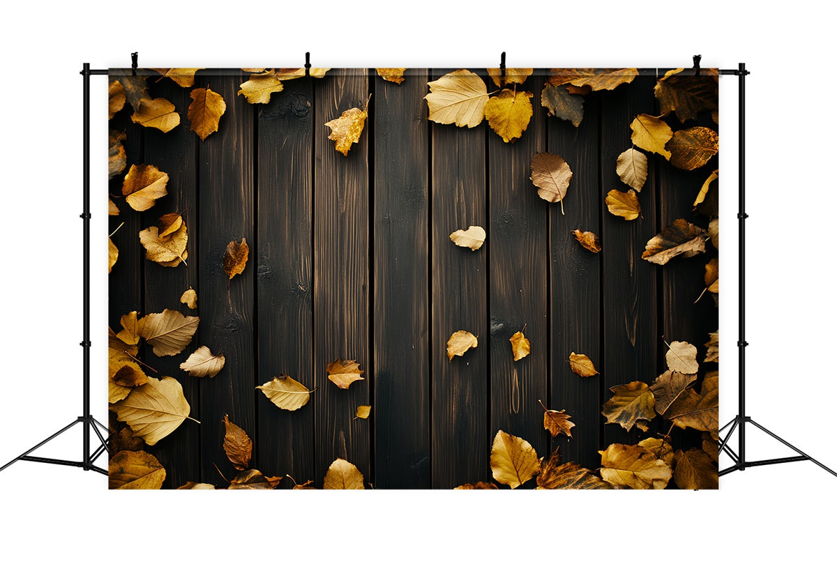 Toile de fond Bois Feuilles Dorées Noyer Foncé LXX57-299