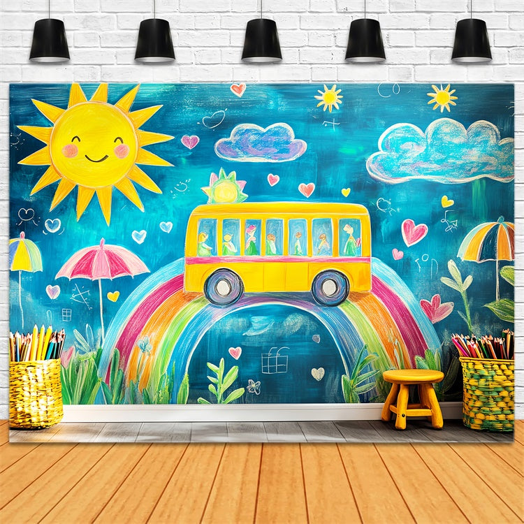 Toile de fond Rentrée des Classes Aventure Joyeuse en Bus LXX57-32