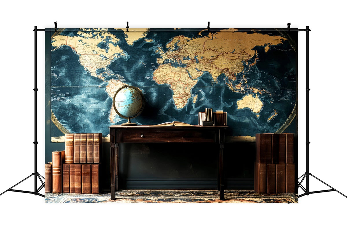 Toile de fond Salle de Classe Carte Rétro en Décor LXX57-33
