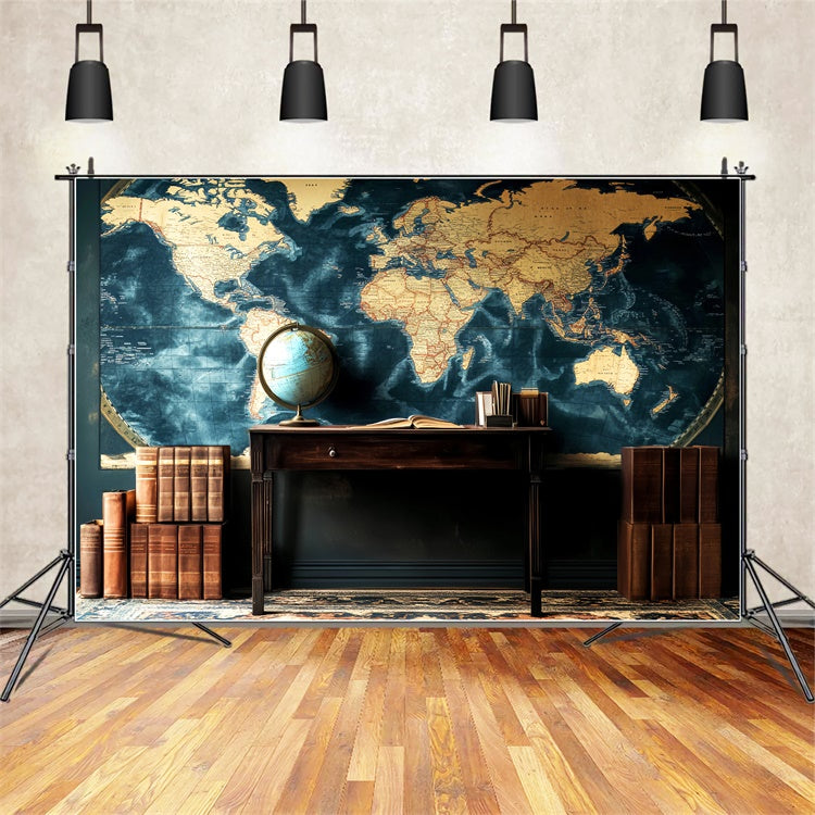 Toile de fond Salle de Classe Carte Rétro en Décor LXX57-33
