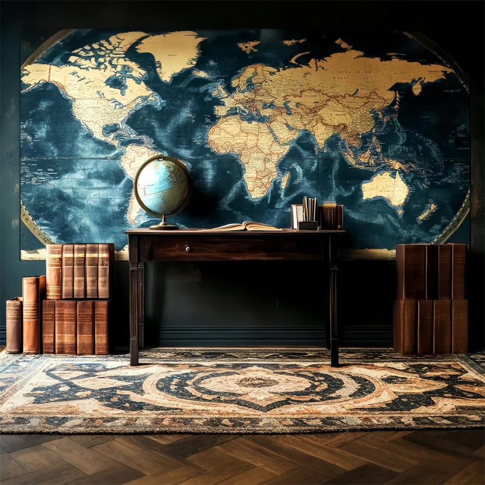 Toile de fond Salle de Classe Carte Rétro en Décor LXX57-33