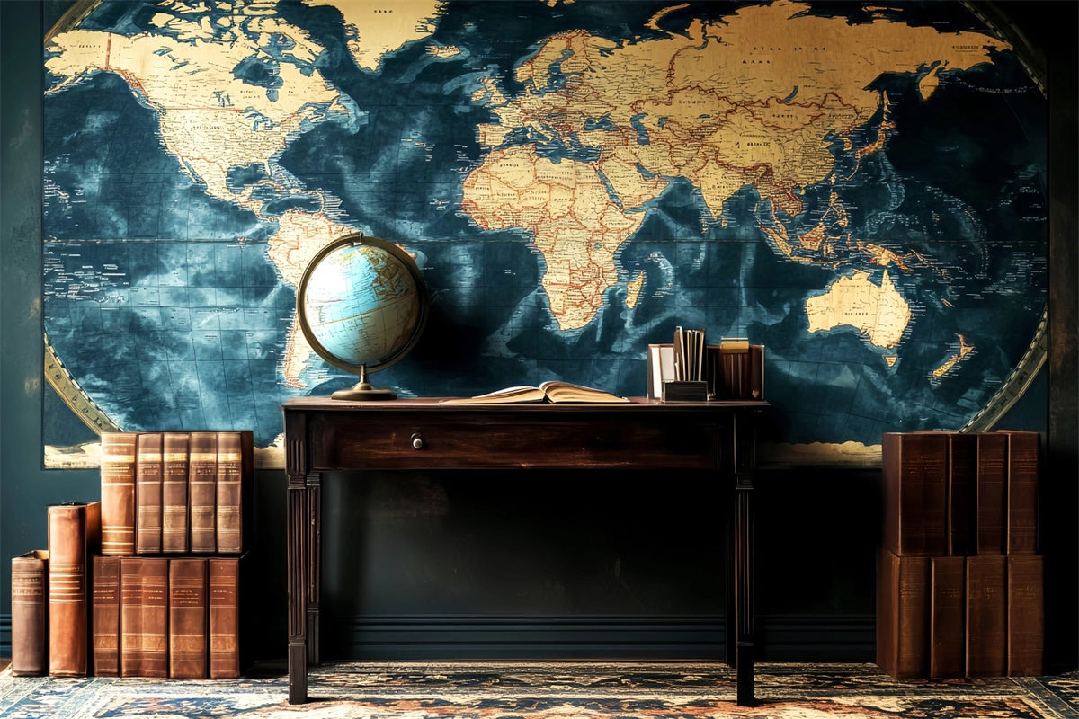 Toile de fond Salle de Classe Carte Rétro en Décor LXX57-33
