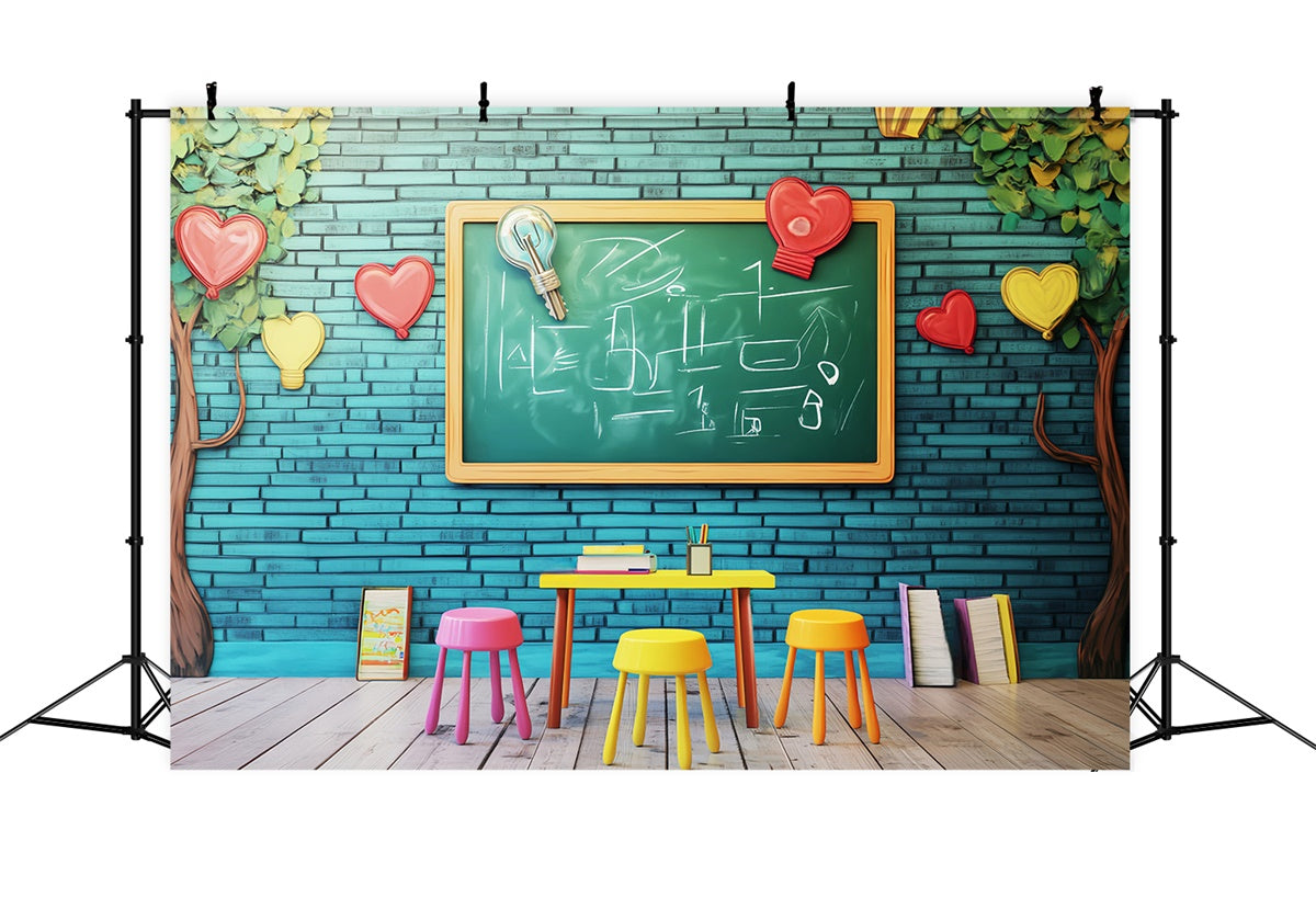 Toile de fond Rentrée des Classes Mur de Briques Apprentissage Vif LXX57-34