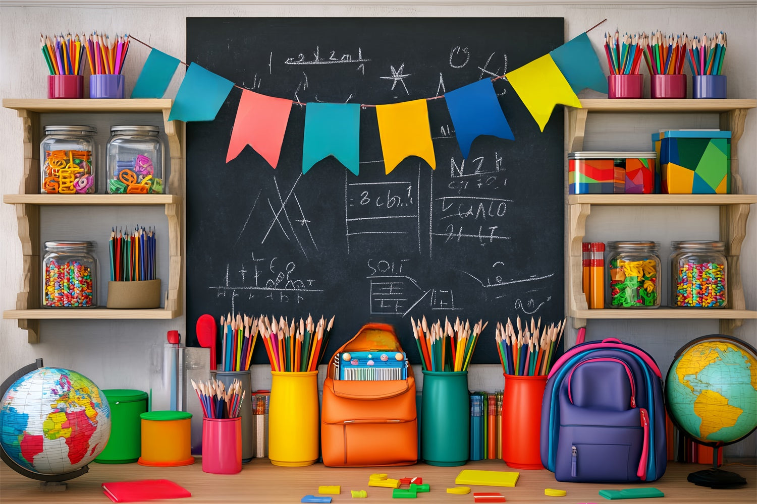 Toile de fond Rentrée des Classes Bureau Créatif et Tableau LXX57-36