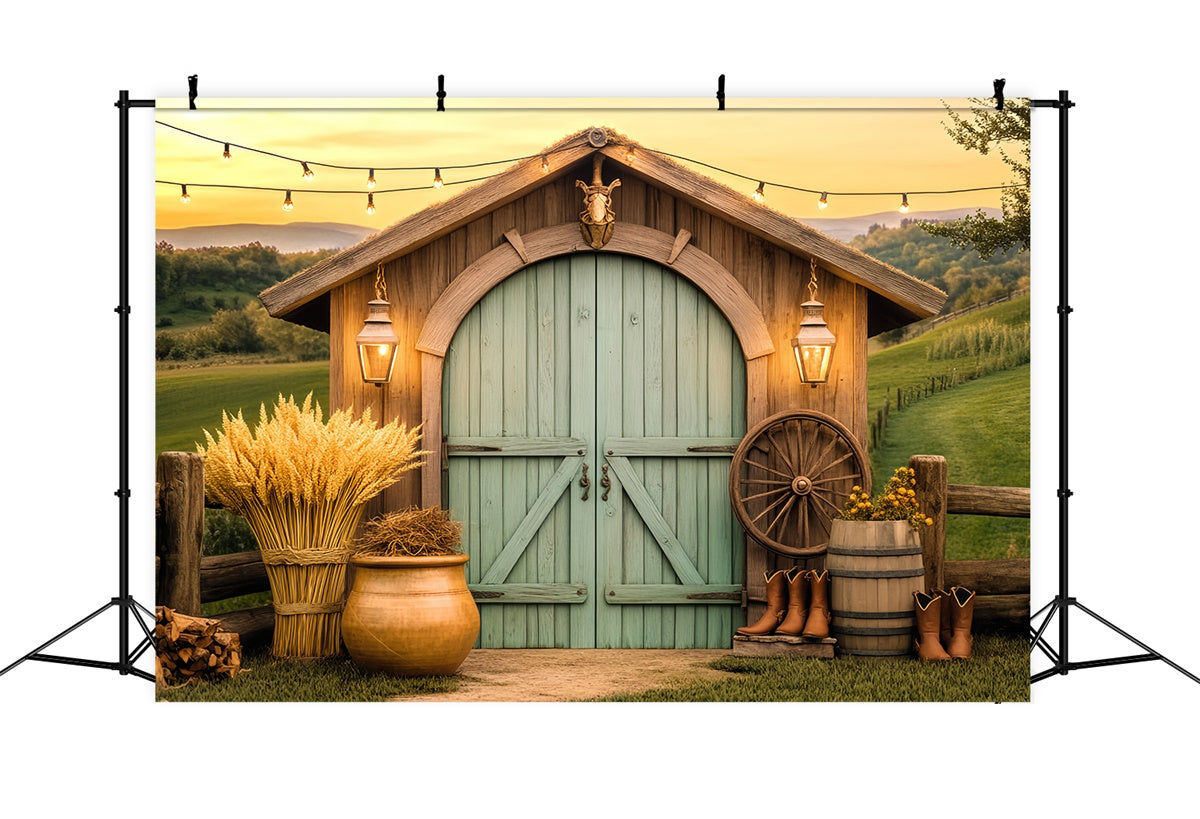 Toile de fond Grange Rustique Lanterne Lumière Ferme LXX57-373