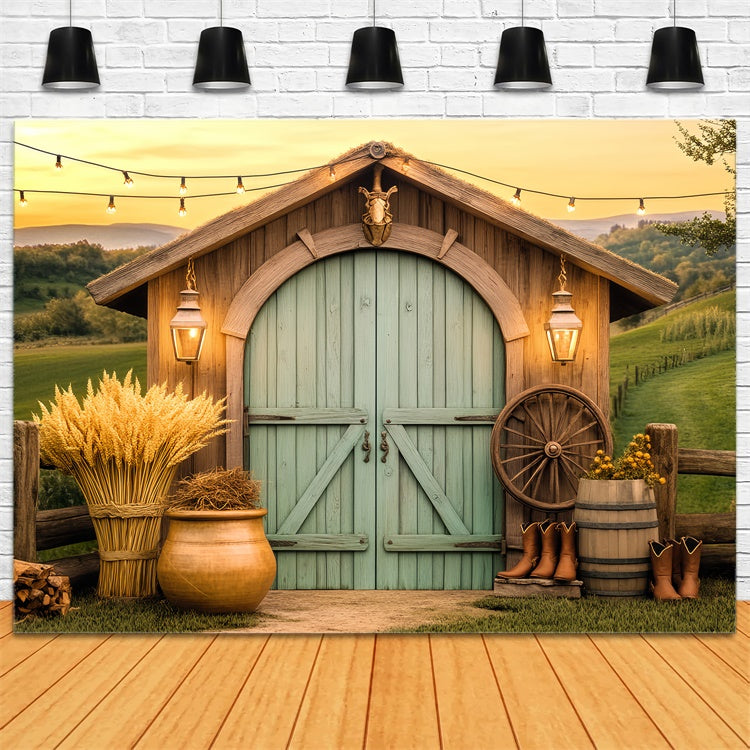 Toile de fond Grange Rustique Lanterne Lumière Ferme LXX57-373
