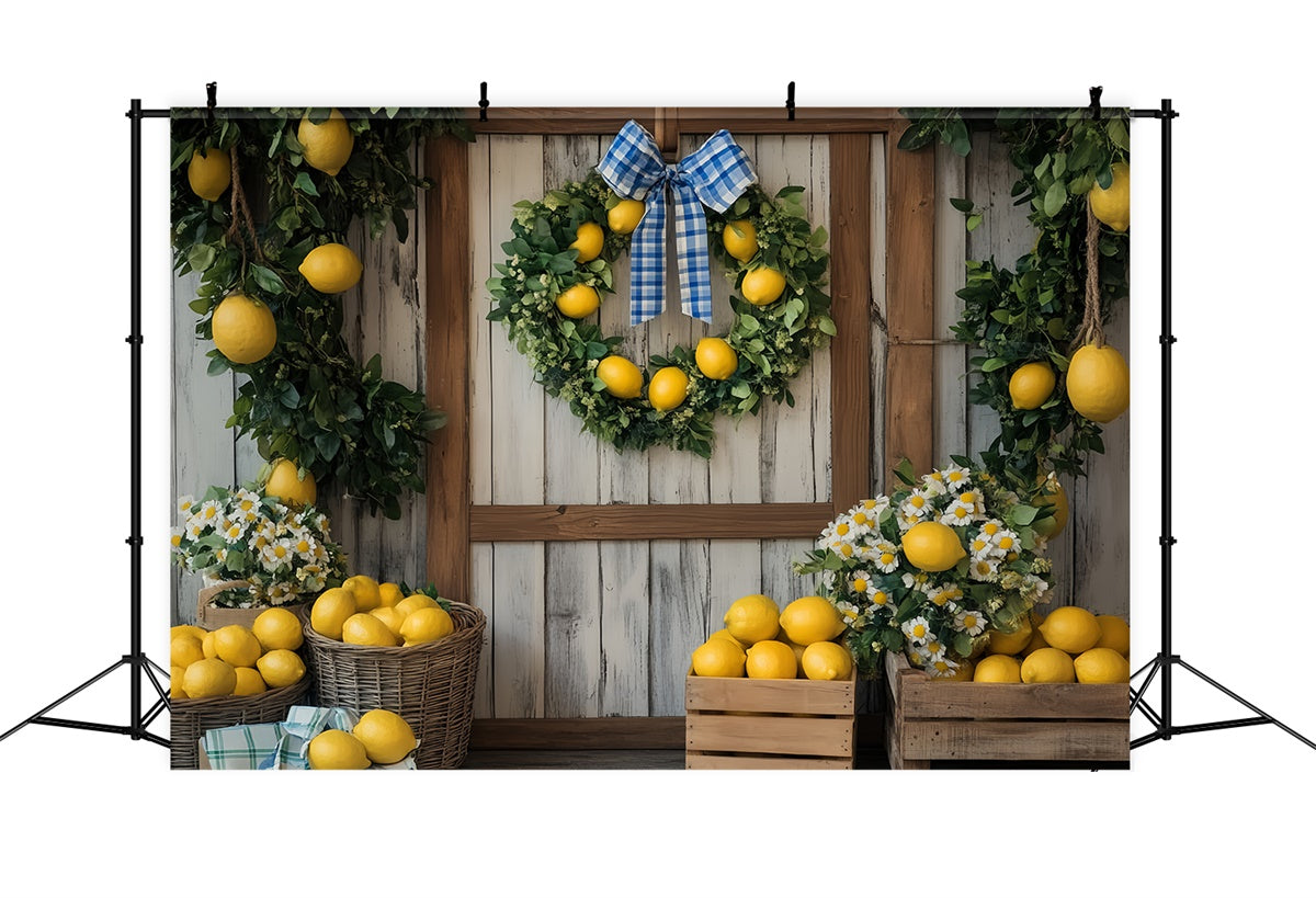 Toile de fond Porte de Grange Récolte Citron Marguerites LXX57-385