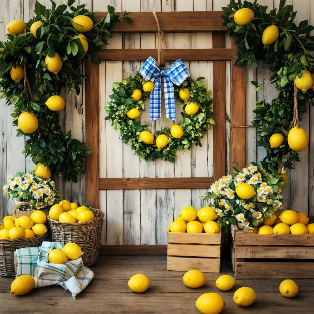 Toile de fond Porte de Grange Récolte Citron Marguerites LXX57-385