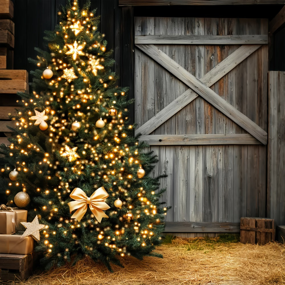 Toile de fond Bois de Grange Éclat Doré Noël LXX57-388