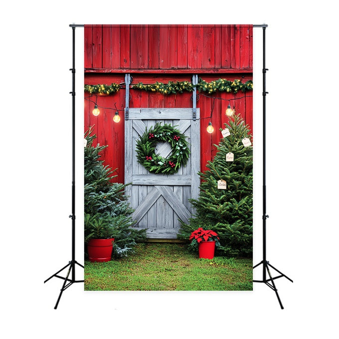 Toile de fond Grange Couronnes de Pin Noël LXX57-391