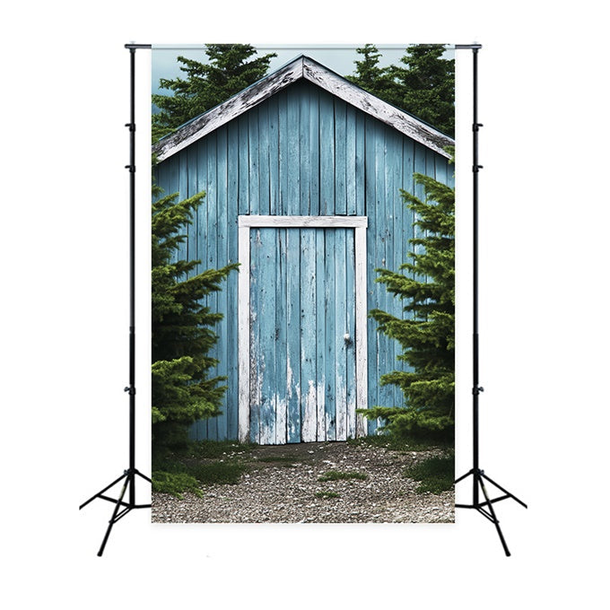 Toile de fond Photo Grange Bleue Forêt LXX57-395