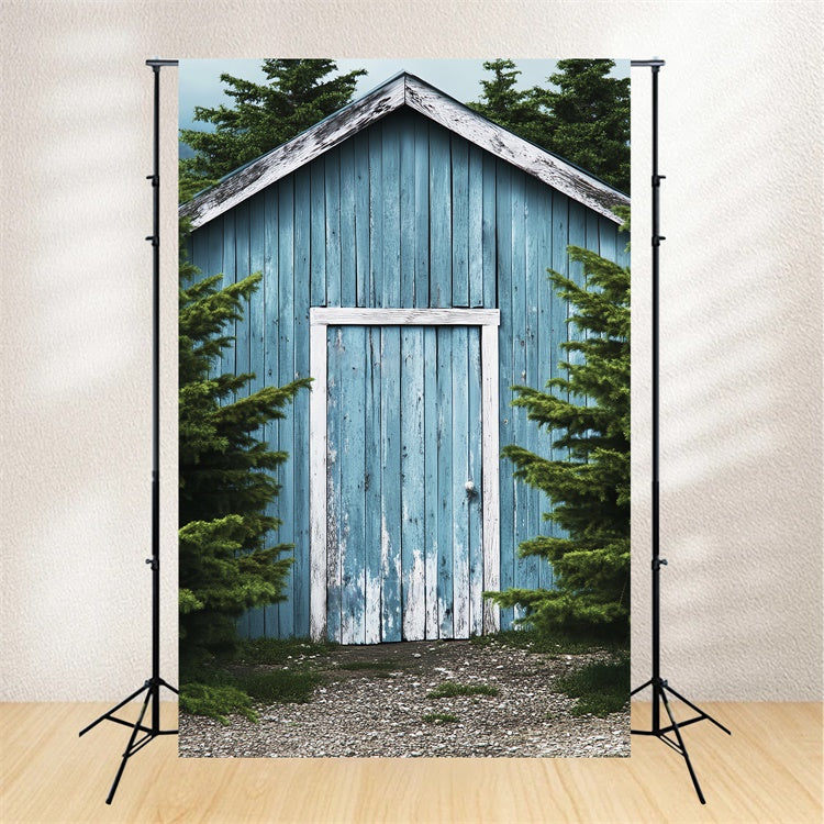 Toile de fond Photo Grange Bleue Forêt LXX57-395