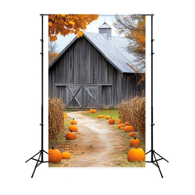 Toile de fond Grange Sentier Récolte Rustique Automne LXX57-399