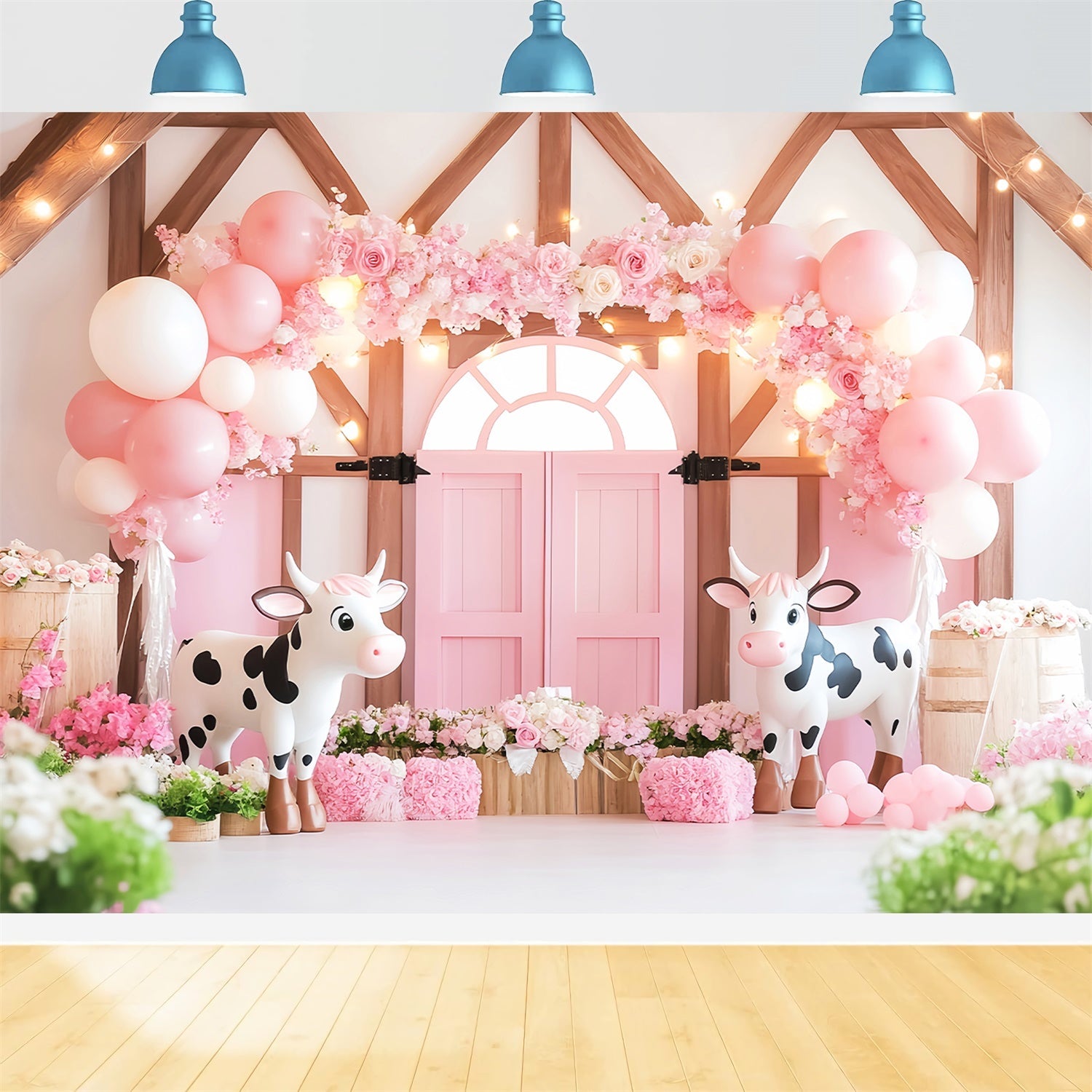 Toile de fond Grange Rose Joie Fleur Ballons LXX57-404