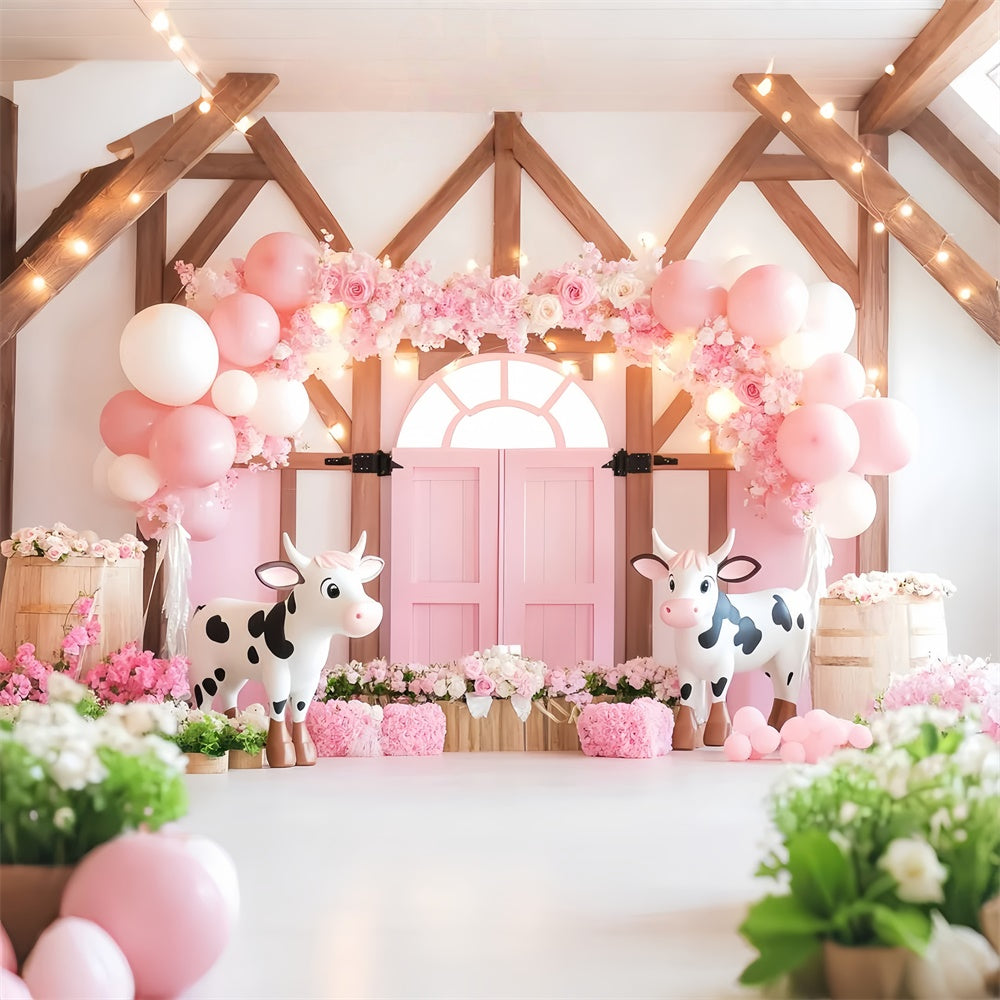 Toile de fond Grange Rose Joie Fleur Ballons LXX57-404