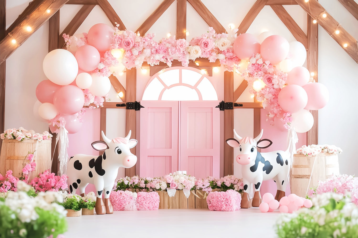 Toile de fond Grange Rose Joie Fleur Ballons LXX57-404
