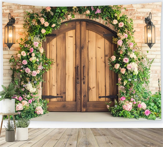 Toile de fond Porte de Grange Arche de Jardin Fleurie LXX57-410