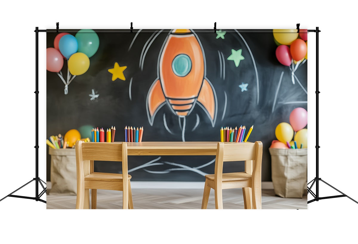 Toile de fond Tableau Noir Crayon et Ballons pour Étudier LXX57-42