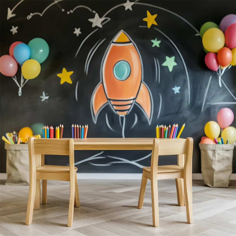 Toile de fond Tableau Noir Crayon et Ballons pour Étudier LXX57-42