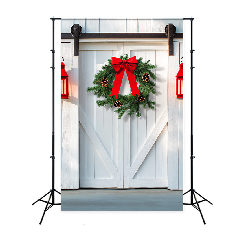 Toile de fond Photo Porte de Grange Blanche Festive LXX57-420