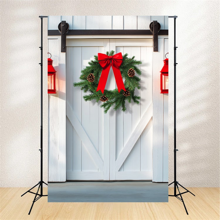 Toile de fond Photo Porte de Grange Blanche Festive LXX57-420