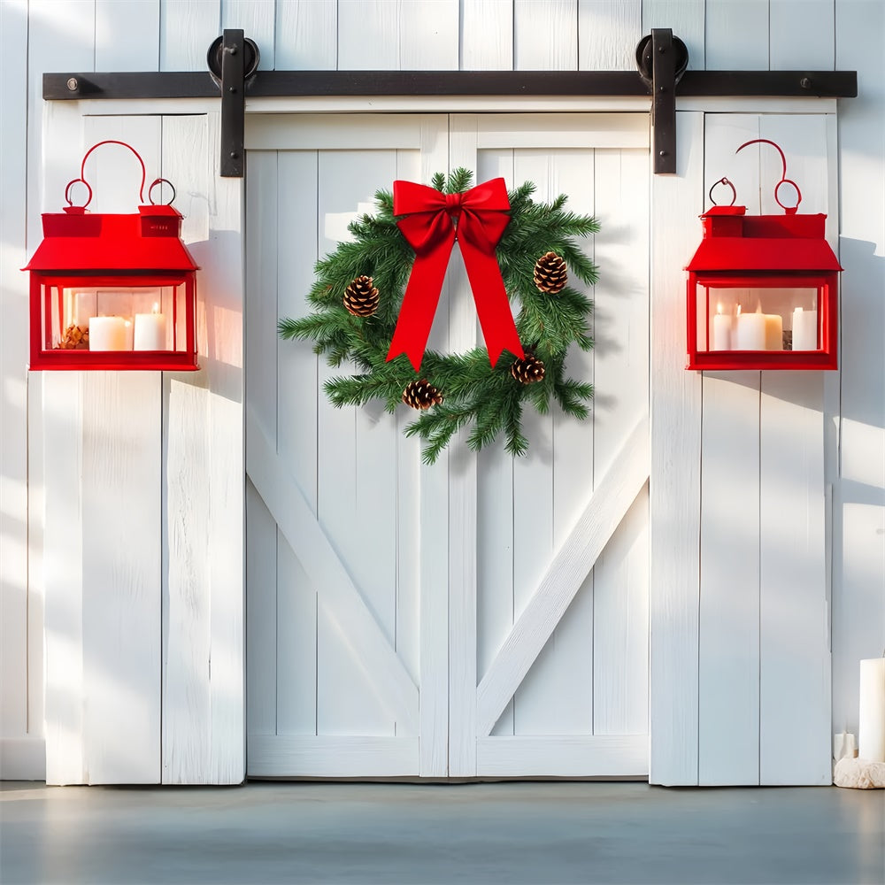 Toile de fond Photo Porte de Grange Blanche Festive LXX57-420