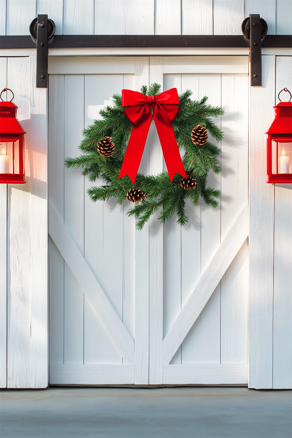Toile de fond Photo Porte de Grange Blanche Festive LXX57-420