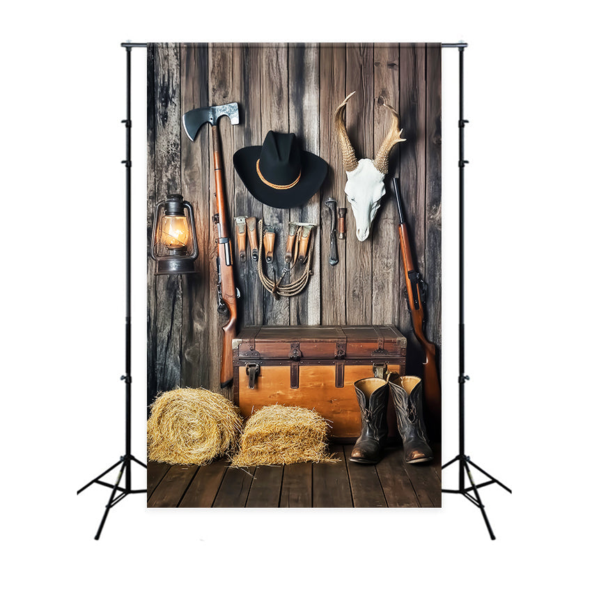 Toile de fond Grange Mur Rustique Équipement Cowboy LXX57-421