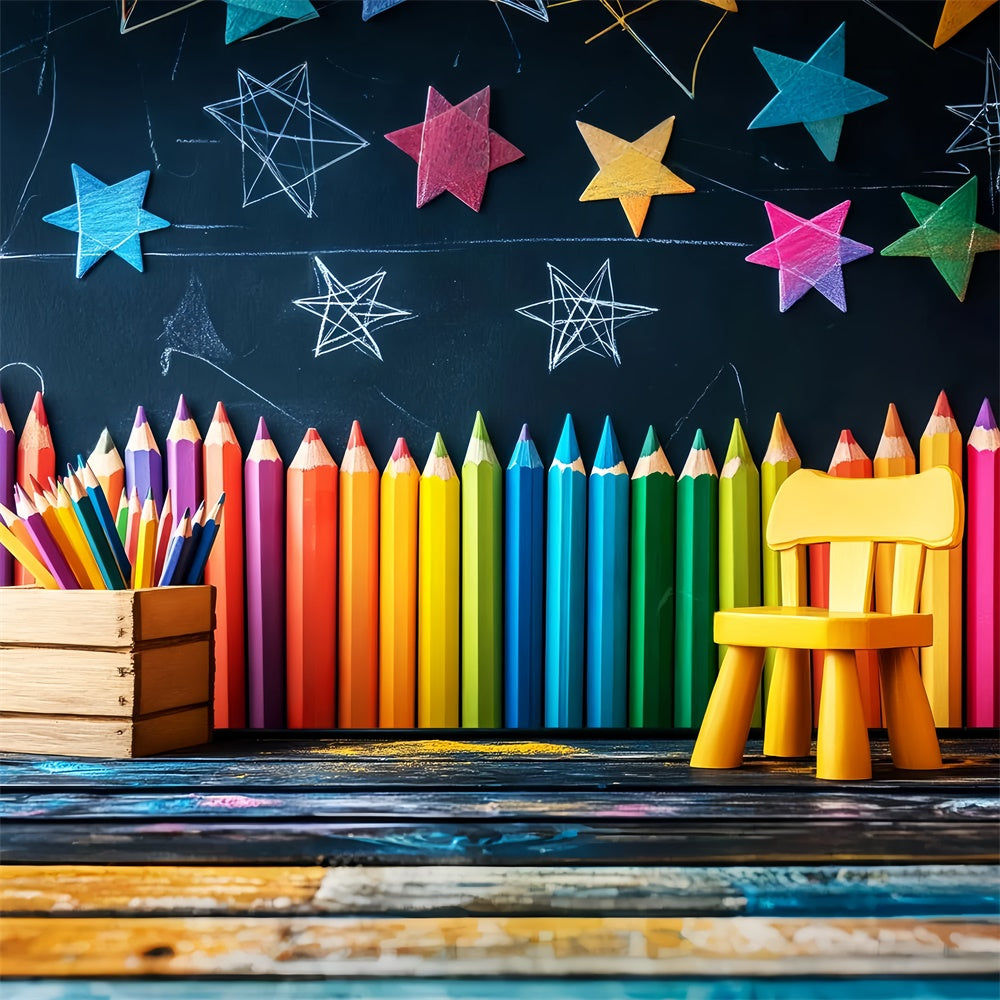 Toile de fond Rentrée des Classes Mur à Crayons et Apprentissage LXX57-44