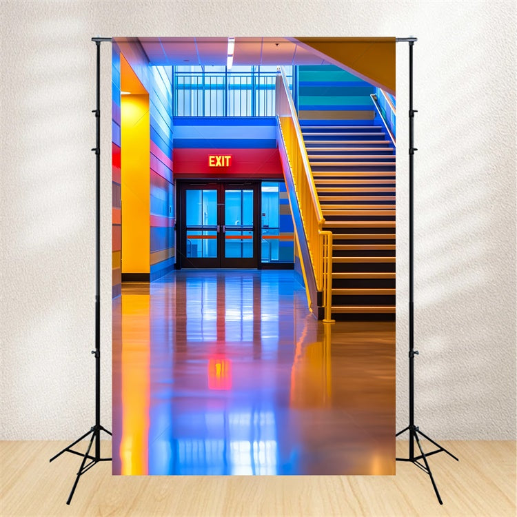 Toile de fond Photo École Couloir Marches Lumineuses LXX57-49
