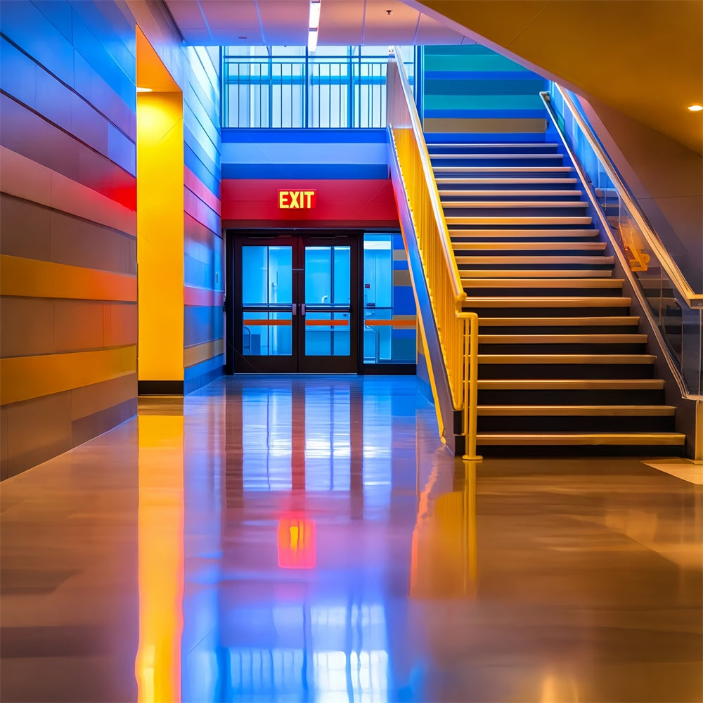Toile de fond Photo École Couloir Marches Lumineuses LXX57-49