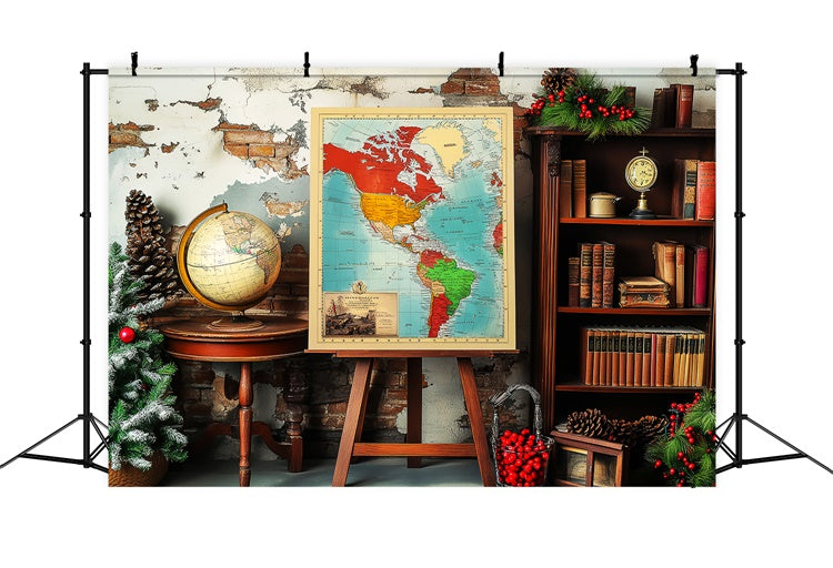 Toile de fond Photo École Carte Rustique et Globe LXX57-52