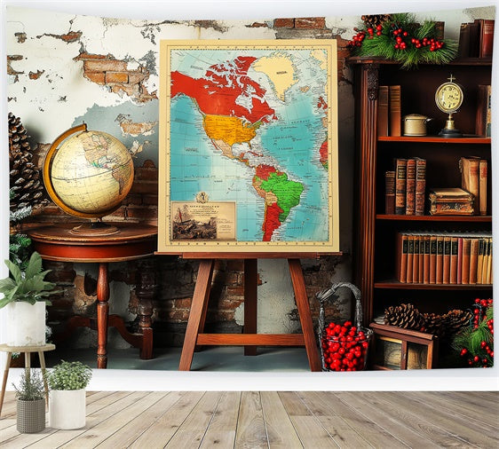 Toile de fond Photo École Carte Rustique et Globe LXX57-52