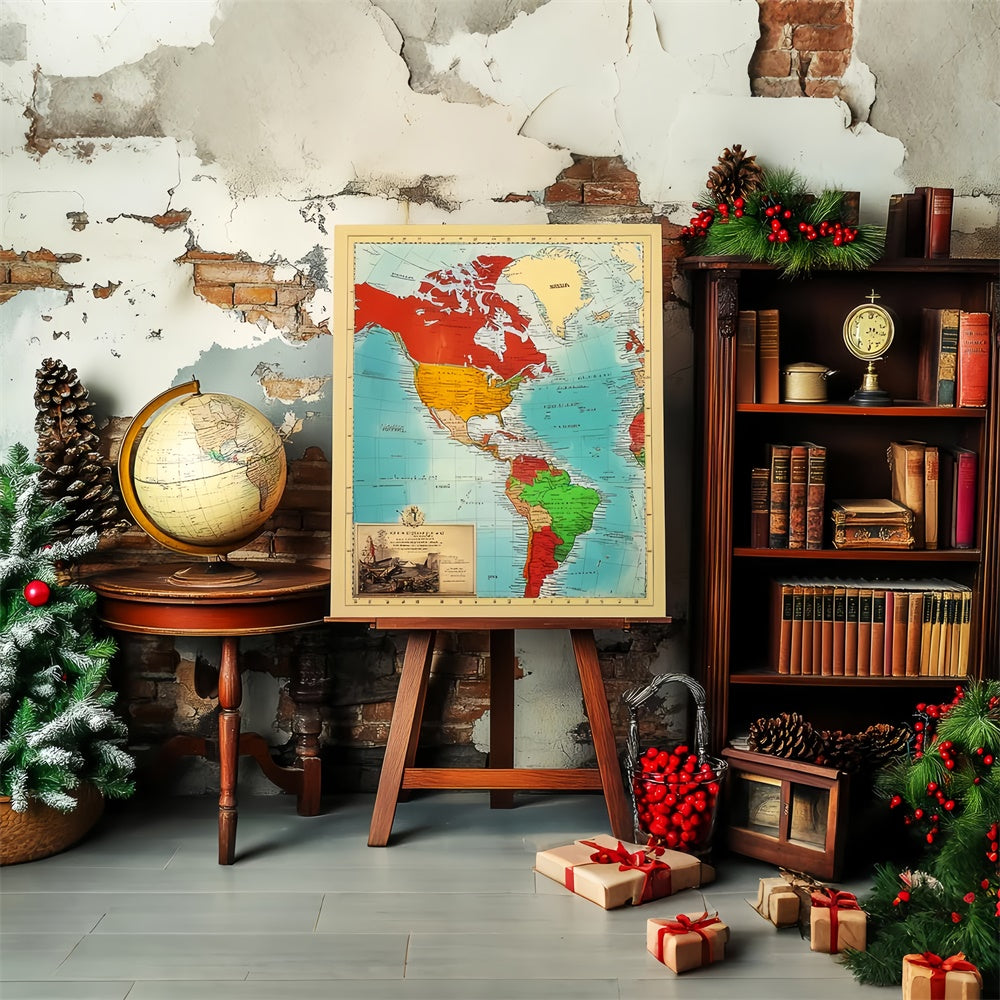 Toile de fond Photo École Carte Rustique et Globe LXX57-52
