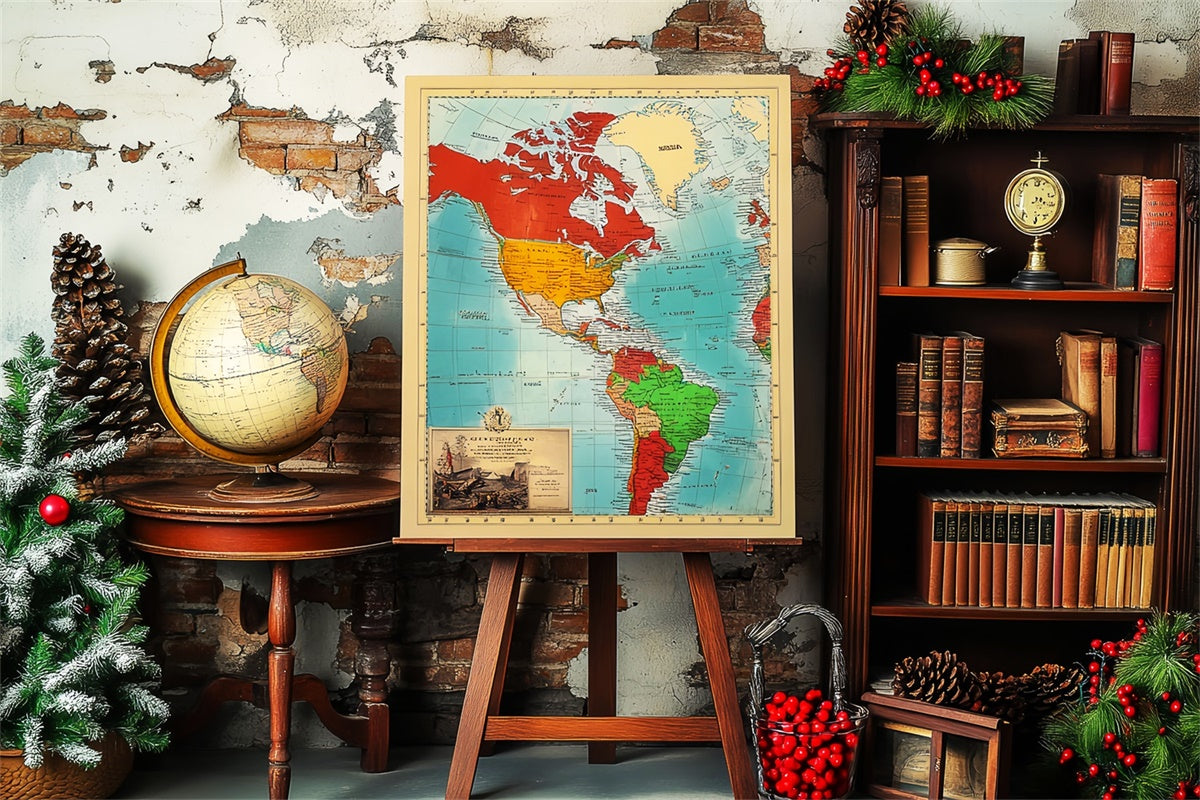 Toile de fond Photo École Carte Rustique et Globe LXX57-52