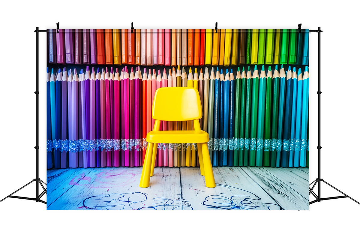 Toile de fond Rentrée des Classes Siège Crayon Arc-en-ciel LXX57-53