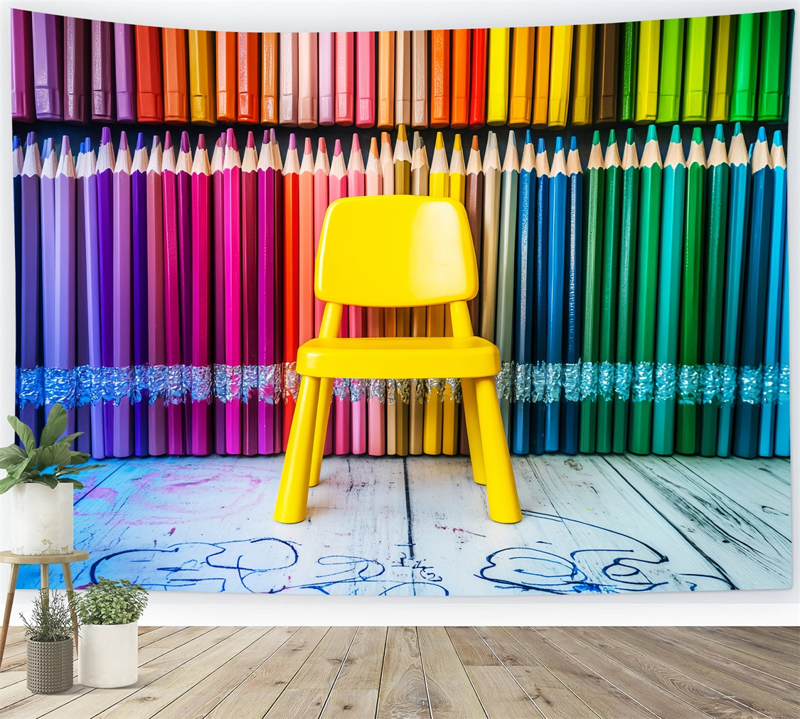 Toile de fond Rentrée des Classes Siège Crayon Arc-en-ciel LXX57-53