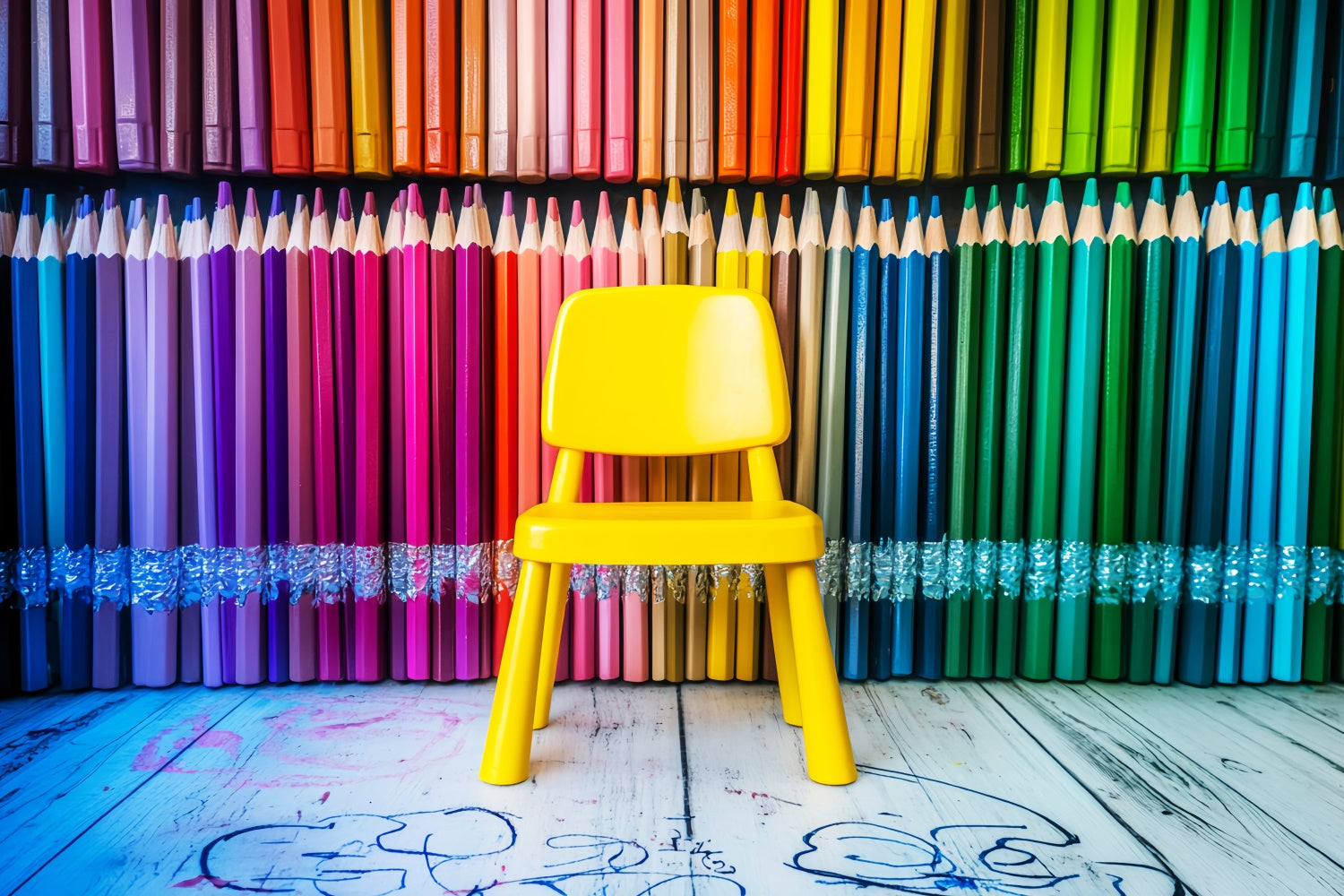 Toile de fond Rentrée des Classes Siège Crayon Arc-en-ciel LXX57-53