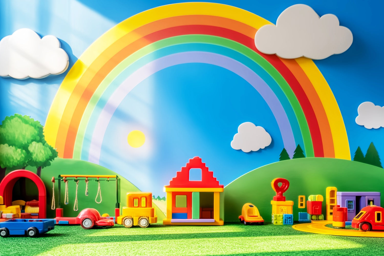 Toile de fond Photo École Défilé de Jouets Arc-en-ciel LXX57-55