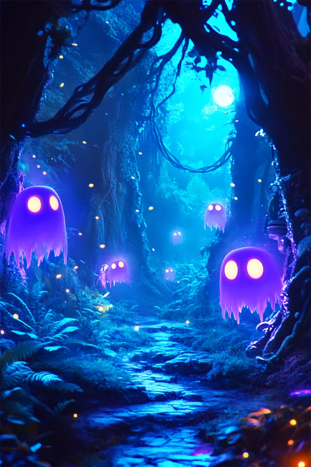 Toile de fond Halloween Sentier des Esprits au Clair de Lune LXX57-60