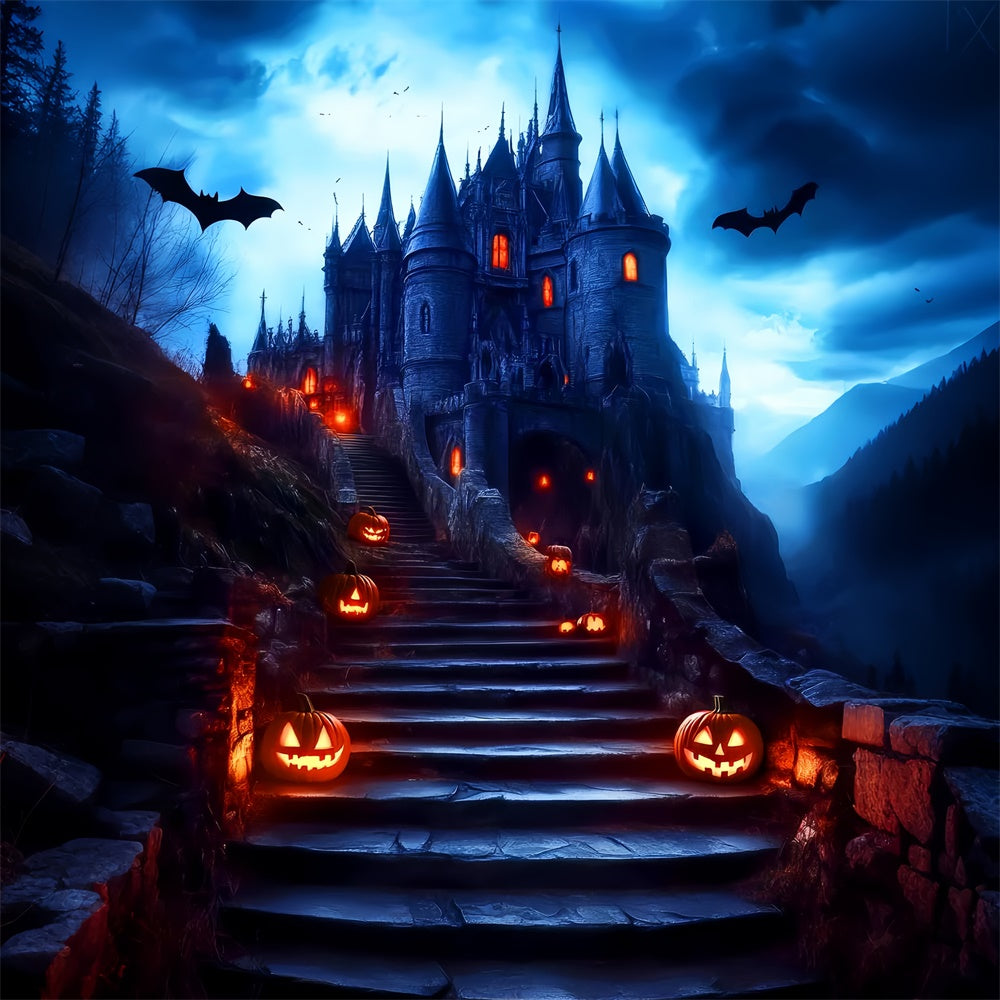 Toile de fond Halloween Château Maudit au Crépuscule LXX57-62