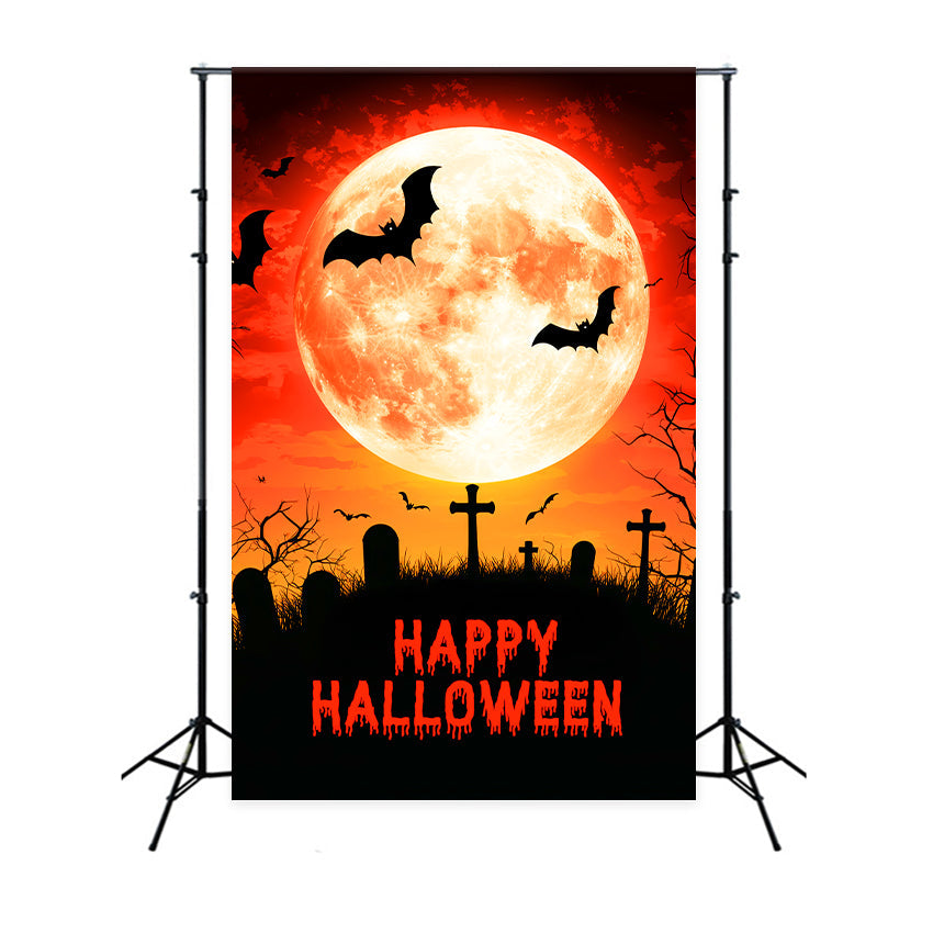 Toile de fond Photo Halloween Cimetière sous Pleine Lune LXX57-63