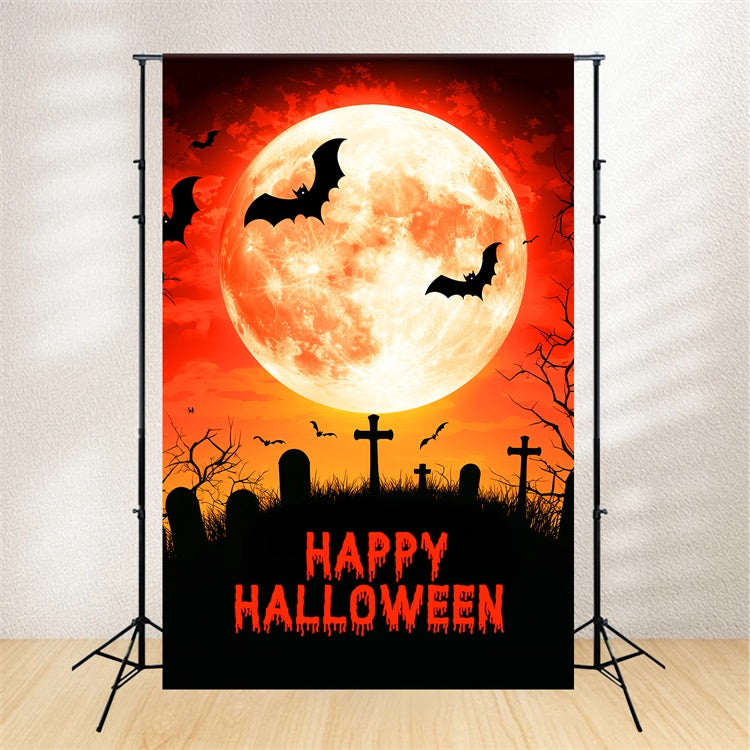 Toile de fond Photo Halloween Cimetière sous Pleine Lune LXX57-63