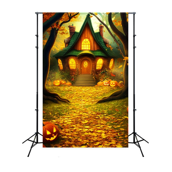 Toile de fond Halloween Chalet Enchanté aux Citrouilles LXX57-64