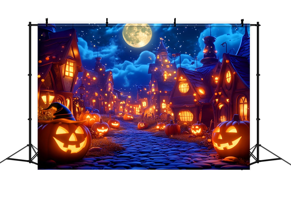 Toile de fond Photo Halloween Village Citrouille au Clair de Lune LXX57-65