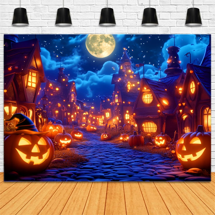 Toile de fond Photo Halloween Village Citrouille au Clair de Lune LXX57-65