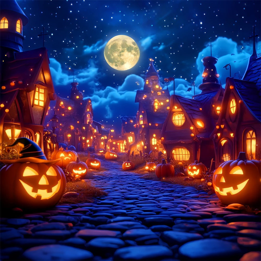 Toile de fond Photo Halloween Village Citrouille au Clair de Lune LXX57-65
