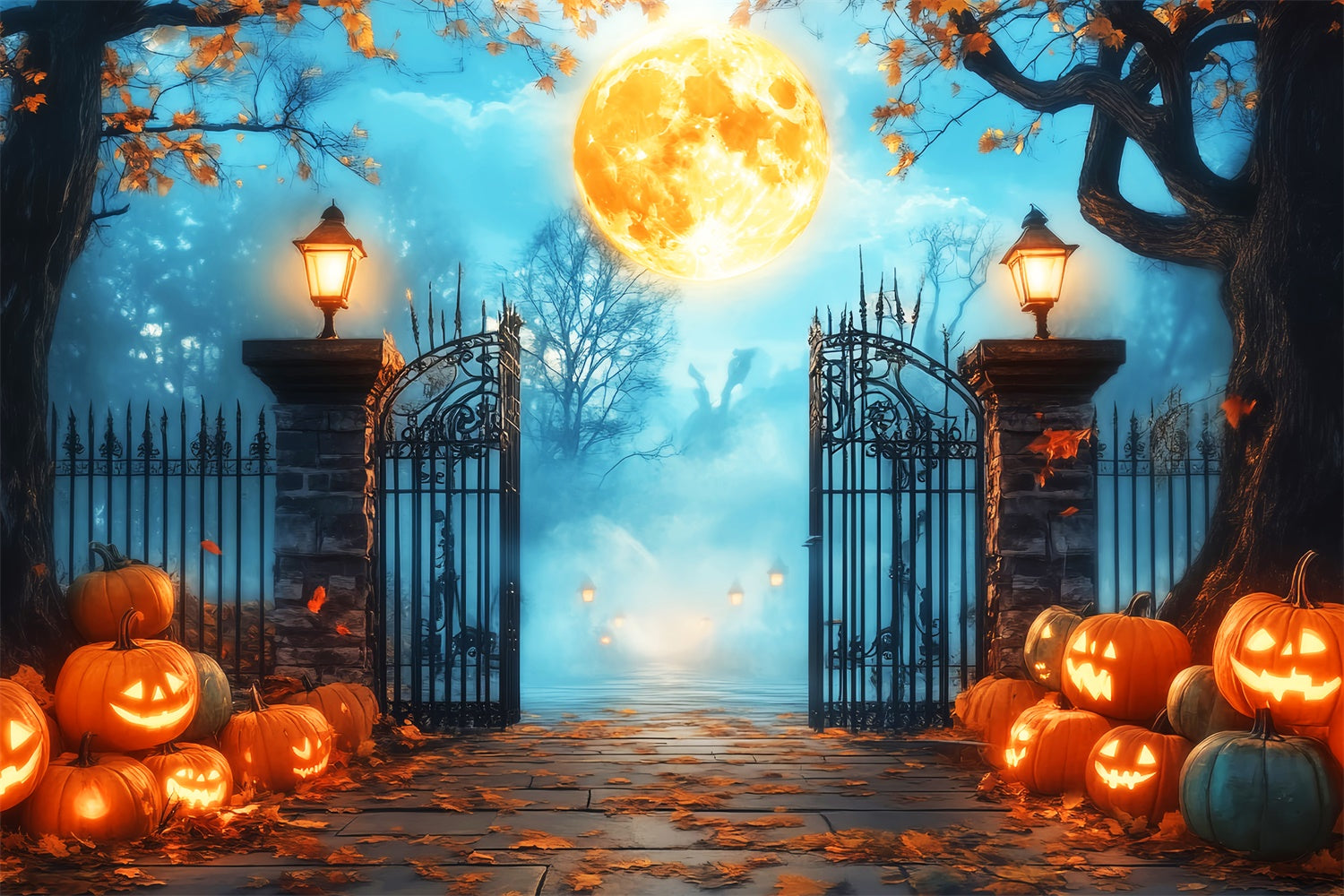 Toile de fond Photo Halloween Portes du Manoir Hanté LXX57-70