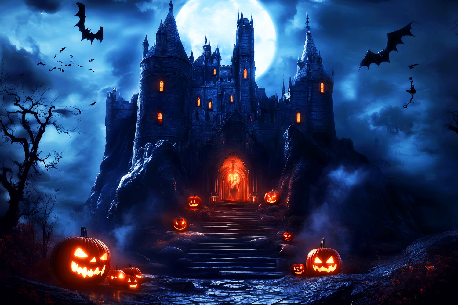 Toile de fond Halloween Entrée du Château Fantomatique LXX57-75