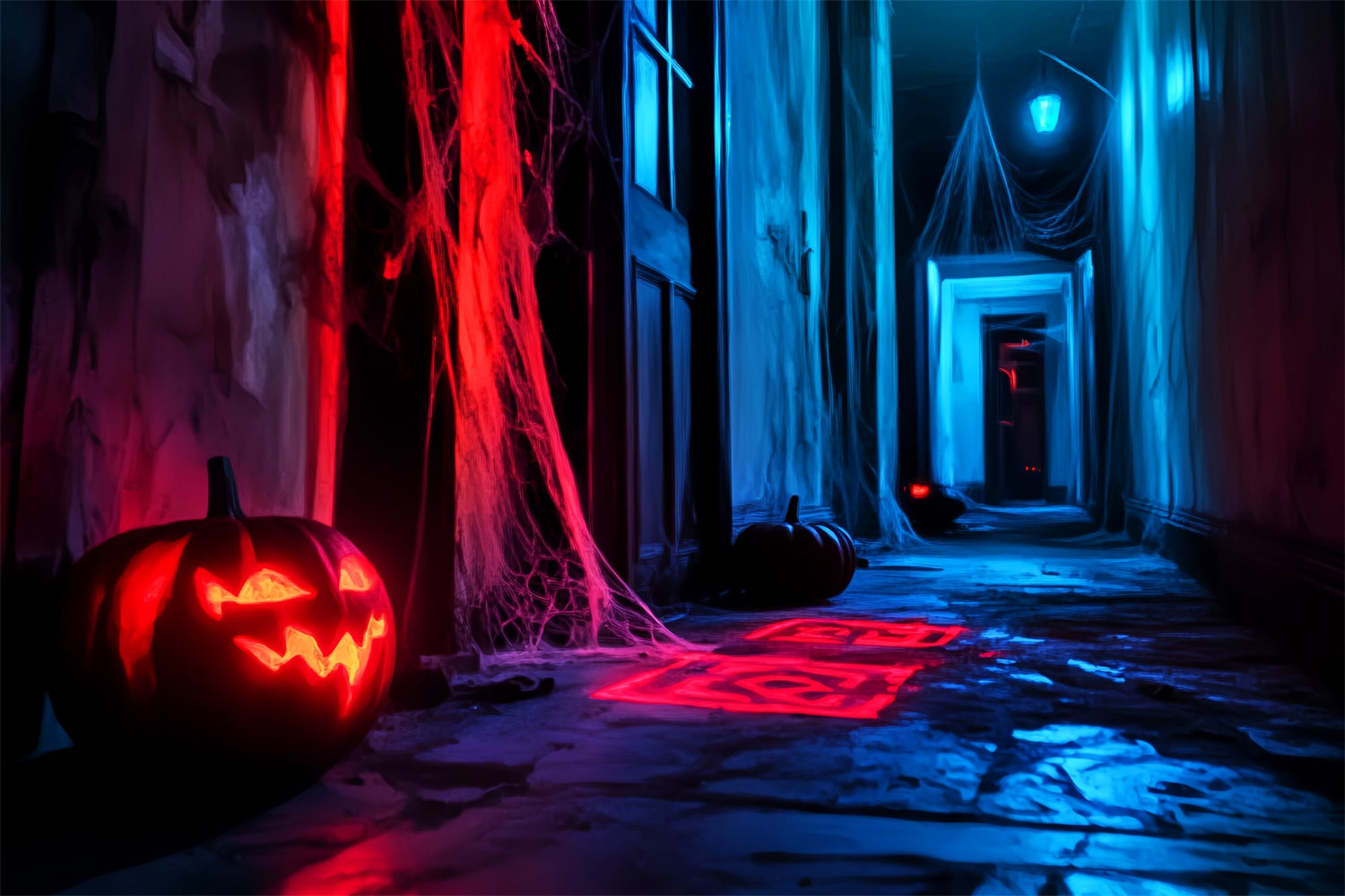 Toile de fond Photo Halloween Couloir Néon Sinistre LXX57-79